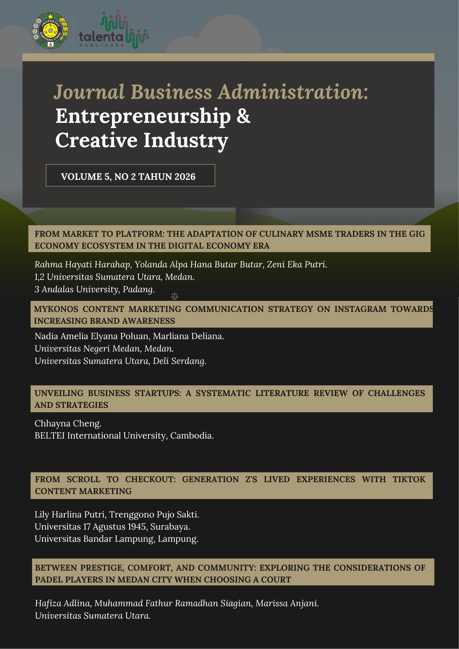  View Vol. 5 No. 2 (2026): Journal Business Administration: Entrepreneurship & Creative Industry  
